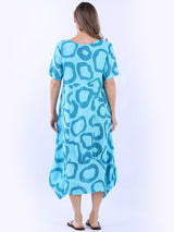 Women Circle Print Linen Dress