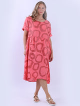 Plus Size Printed Linen Dress
