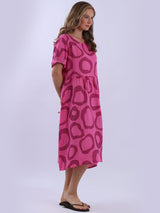 Plus Size Printed Linen Dress
