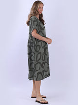 Plus Size Printed Linen Dress
