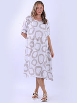 Plus Size Printed Linen Dress
