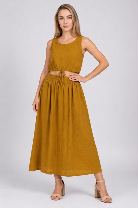Skirt CoOrd Set Mustard