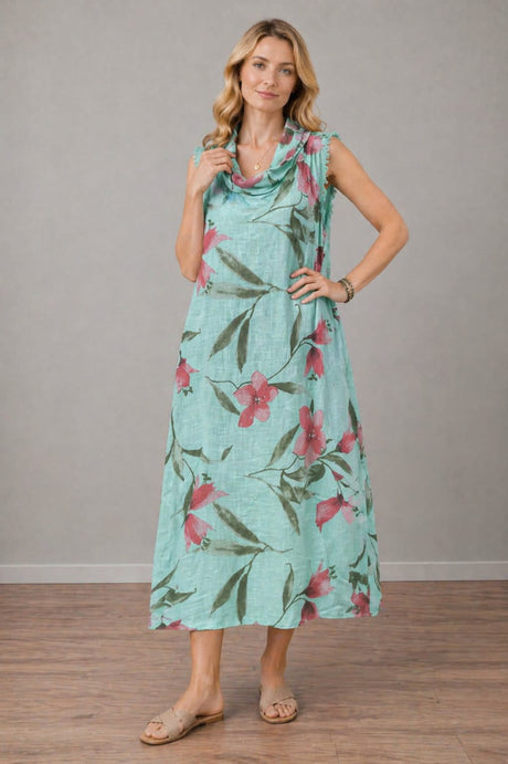 Floral Linen Dress Tiffany