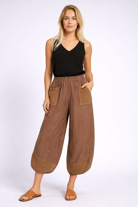 Crochet Linen Trouser Chocolate