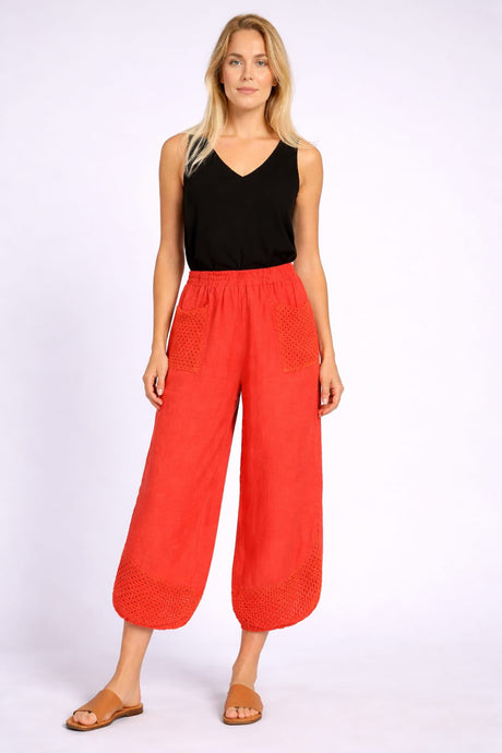 Crochet Linen Trouser Coral