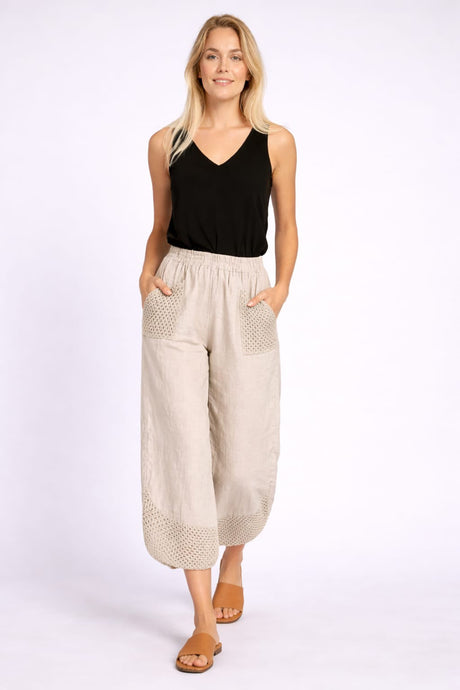 Crochet Linen Trouser Pink