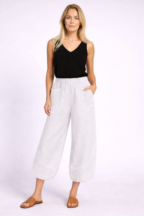 Crochet Linen Trouser White