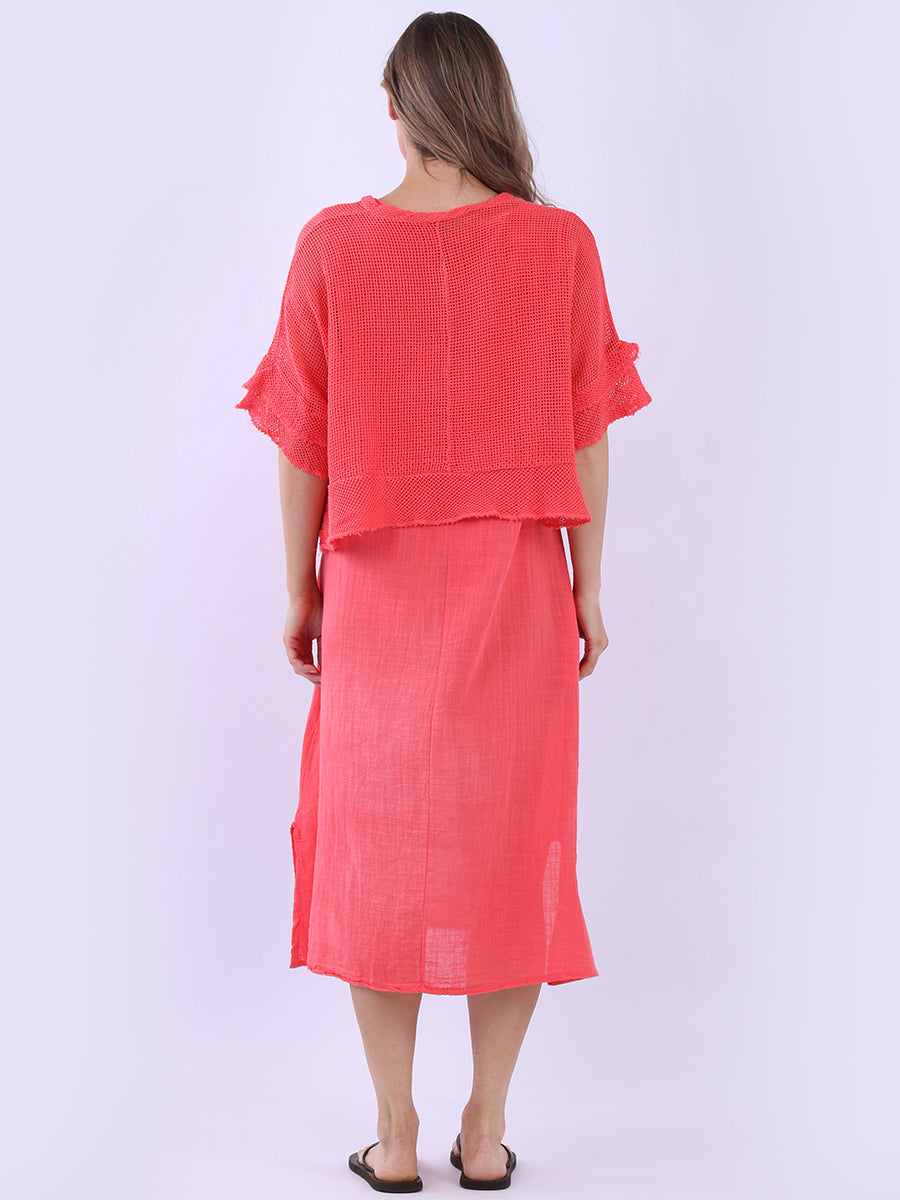 Mesh Net Solid Cotton Dress