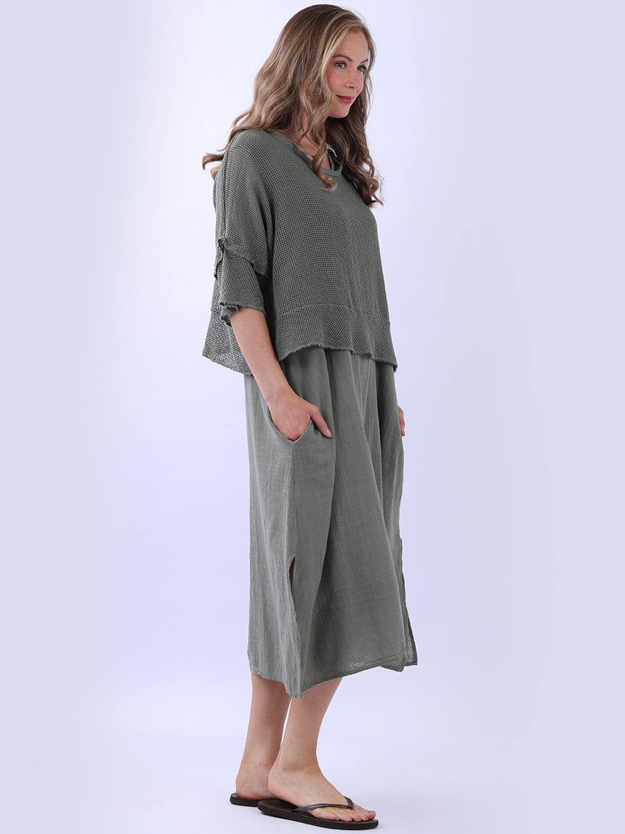 Mesh Net Solid Cotton Dress