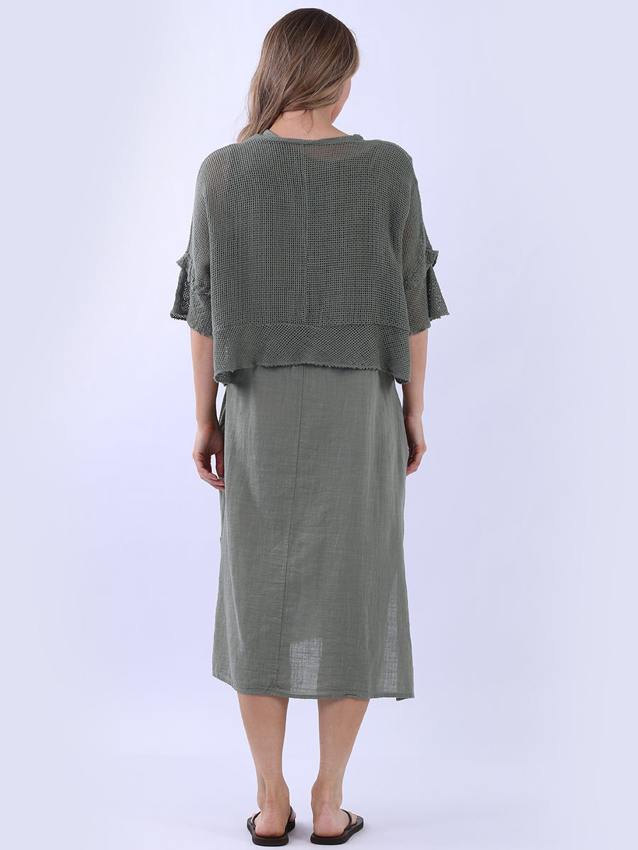 Mesh Net Solid Cotton Dress