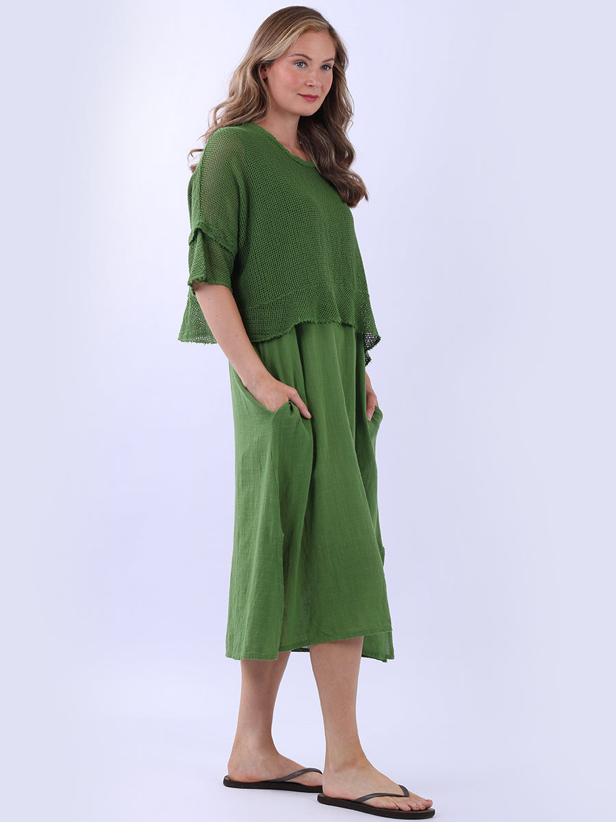 Mesh Net Solid Cotton Dress