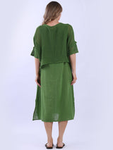 Mesh Net Solid Cotton Dress