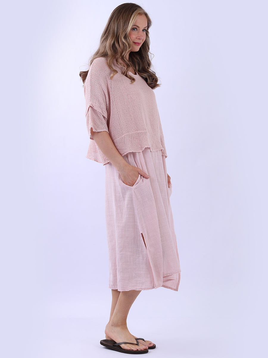 Mesh Net Solid Cotton Dress