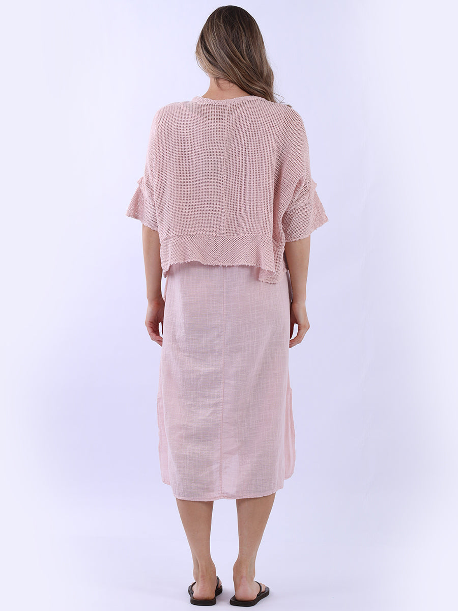 Mesh Net Solid Cotton Dress