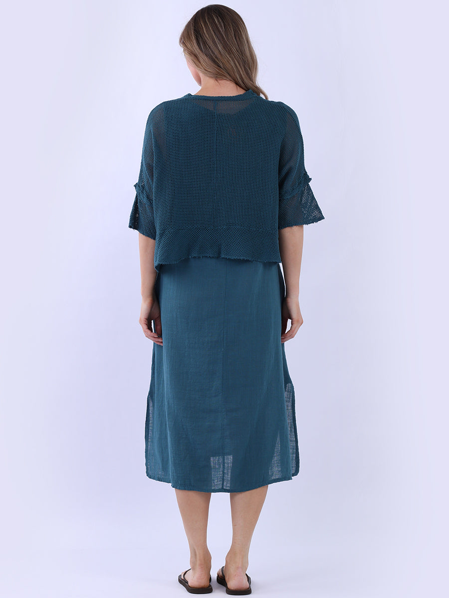Mesh Net Solid Cotton Dress
