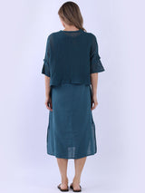 Mesh Net Solid Cotton Dress