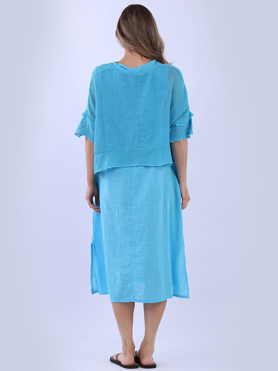 Mesh Net Solid Cotton Dress