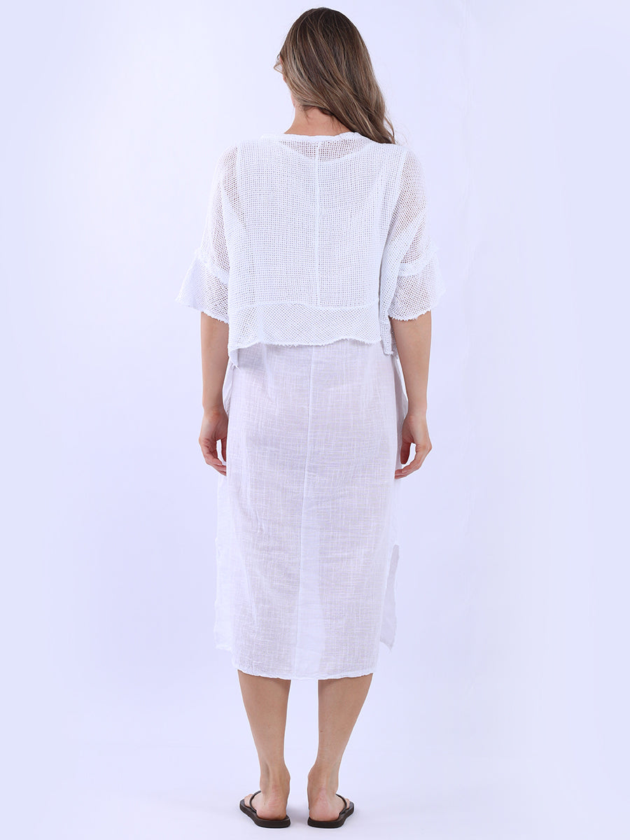 Mesh Net Solid Cotton Dress