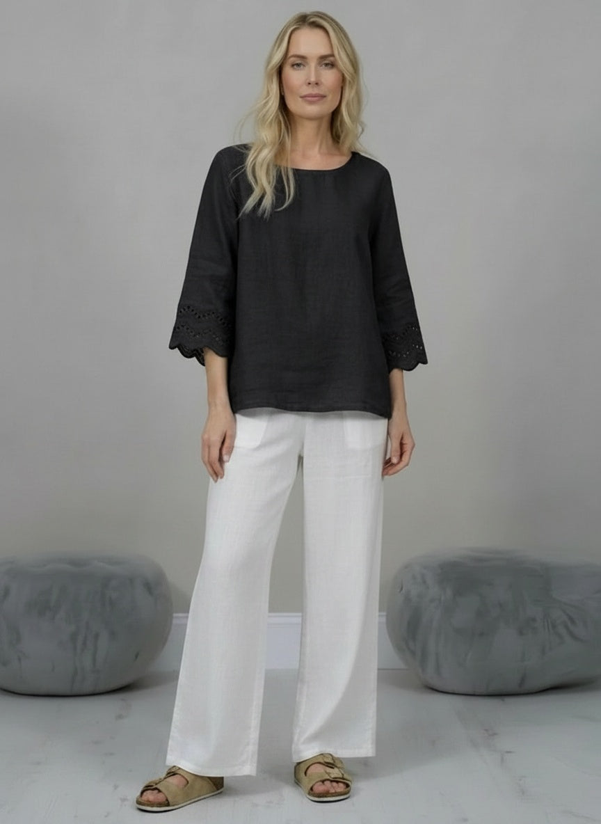 Linen Crop Top Black