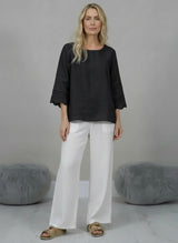 Linen Crop Top Black