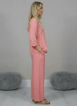 Eyelet Sleeves Linen Crop Boxy Top