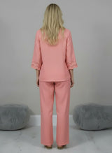Eyelet Sleeves Linen Crop Boxy Top