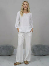 Linen Crop Top-White