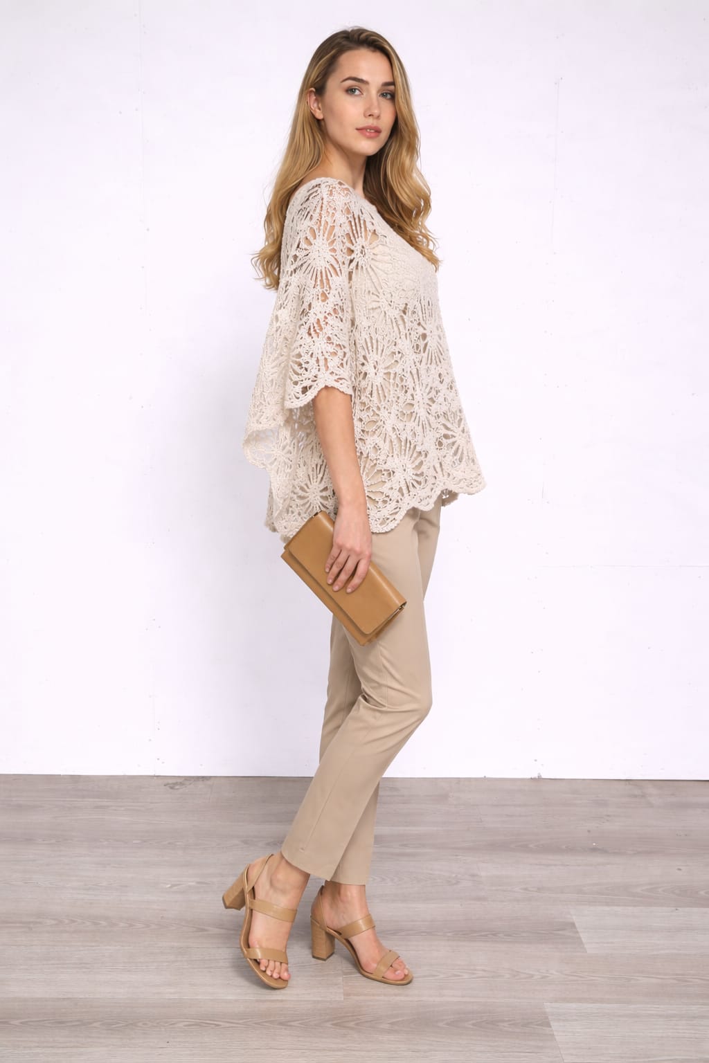 Crochet Sequin Shimmer Batwing Top