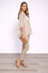 Crochet Sequin Shimmer Batwing Top