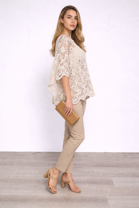Crochet Sequin Shimmer Batwing Top
