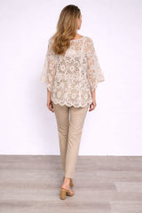 Crochet Sequin Shimmer Batwing Top
