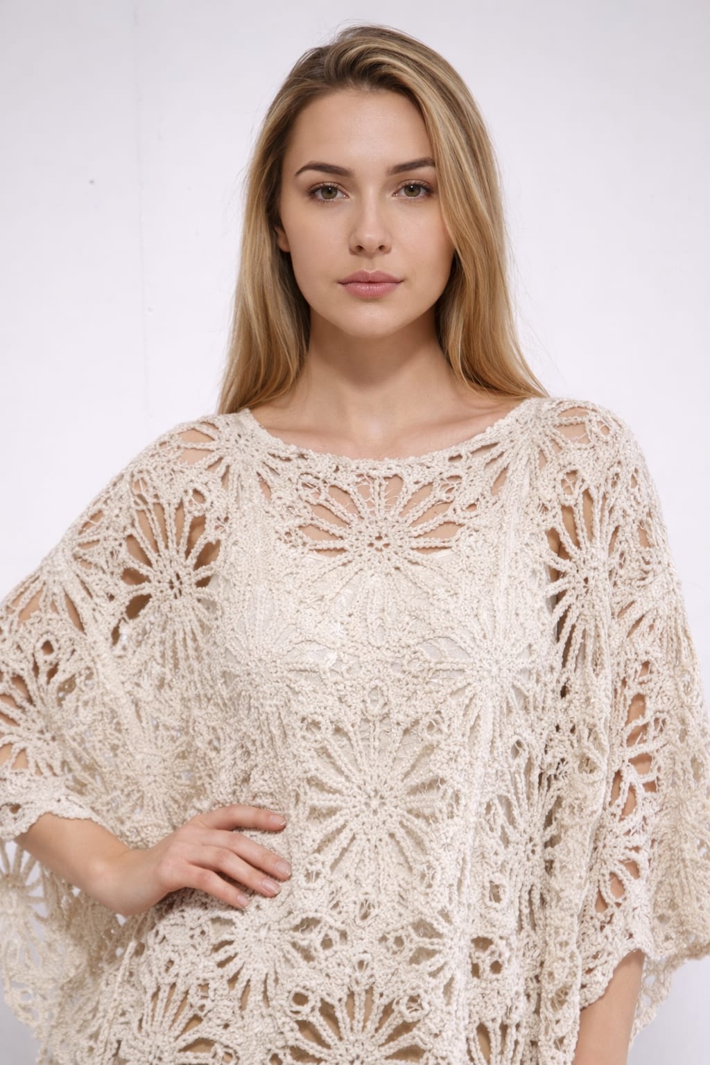 Crochet Sequin Shimmer Batwing Top