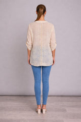 Women Crochet Embroidery Button Down Top