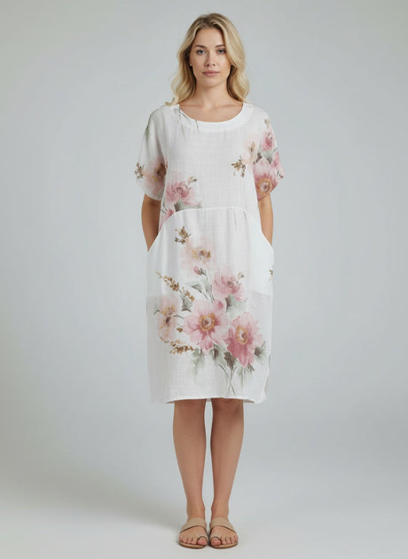 Floral Cotton Dress White