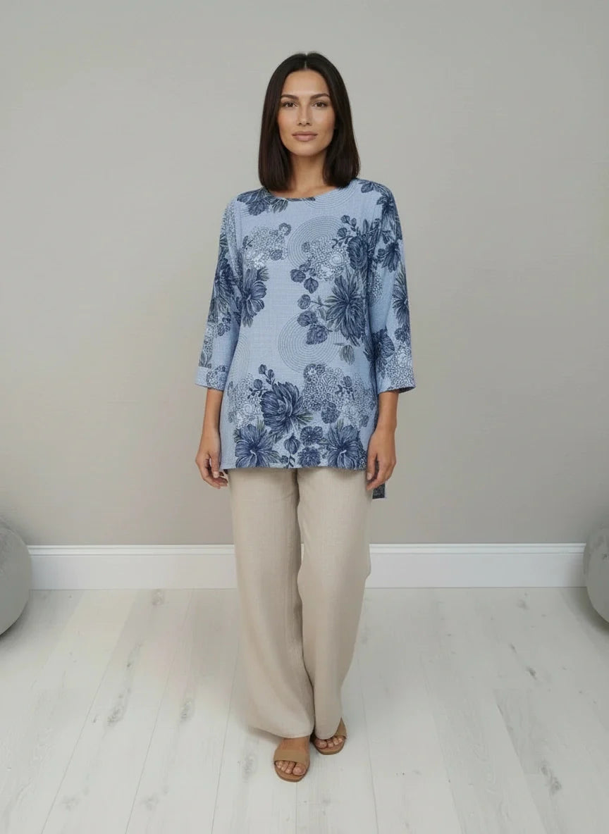 Italian Floral Cotton Baggy Top