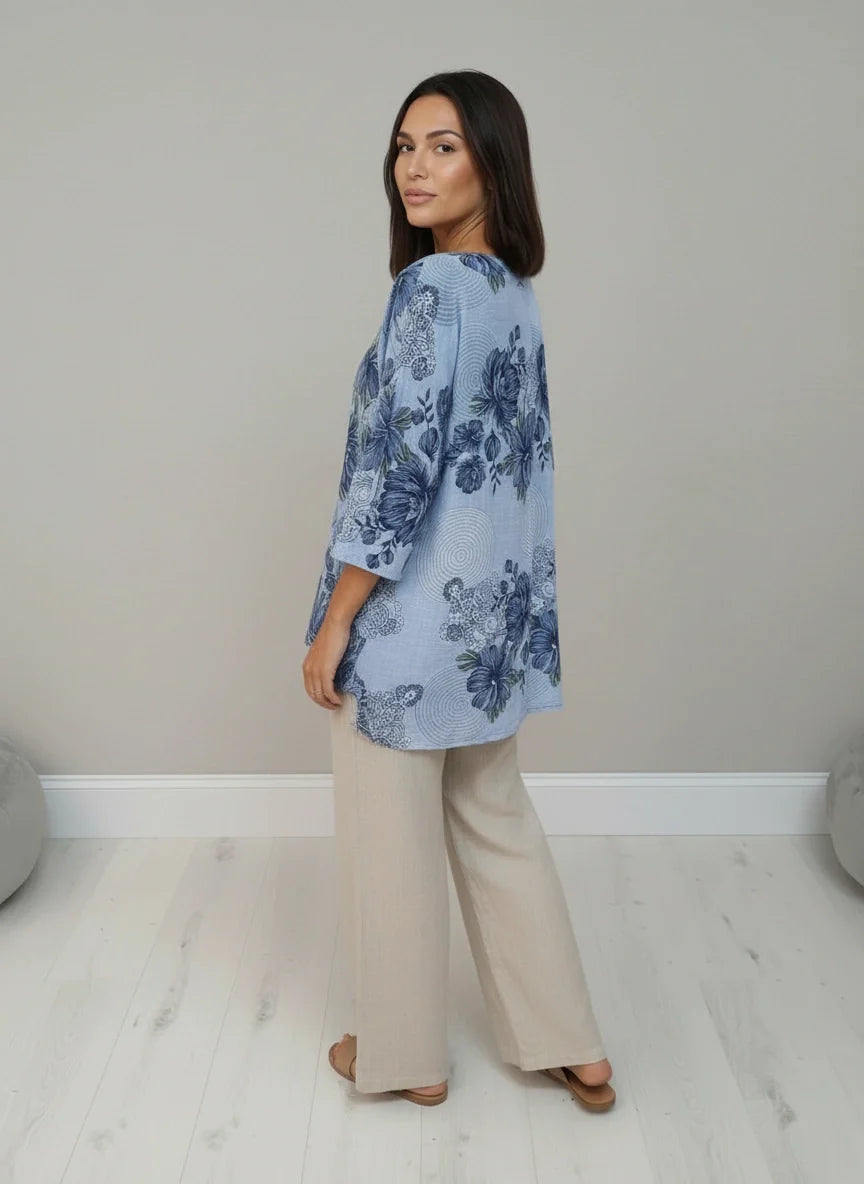 Italian Floral Cotton Baggy Top