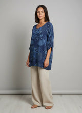 Cotton Lagenlook Shirt Navy