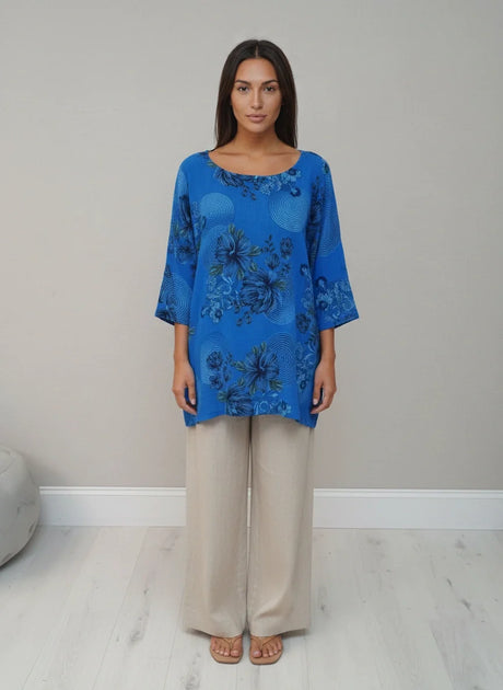 Cotton Lagenlook Shirt Royal Blue