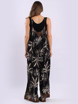 Plus Size Floral Strappy Cotton Jumpsuit