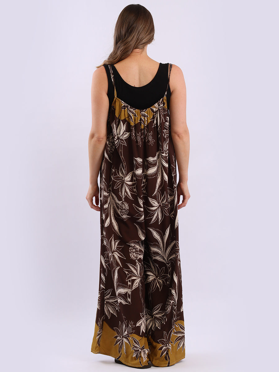 Plus Size Floral Strappy Cotton Jumpsuit