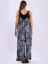 Plus Size Floral Strappy Cotton Jumpsuit