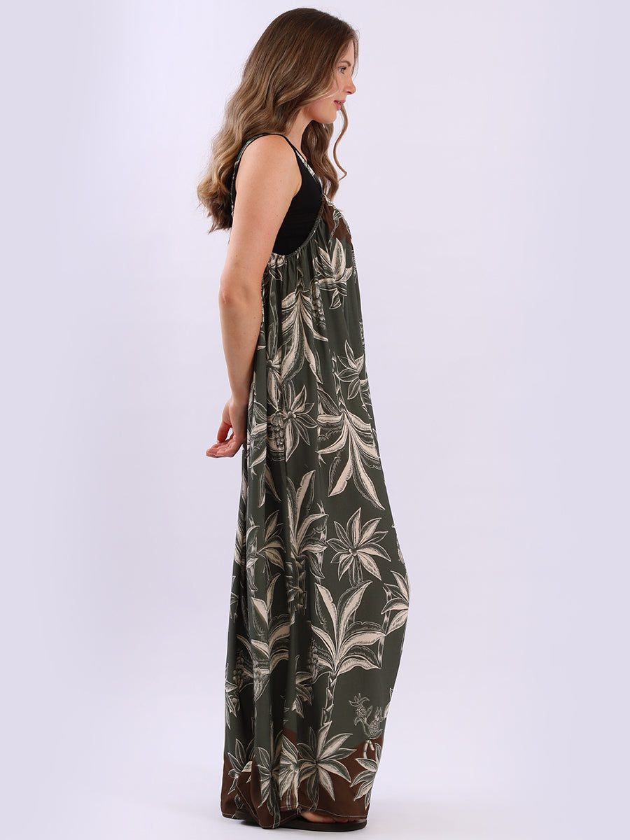 Plus Size Floral Strappy Cotton Jumpsuit