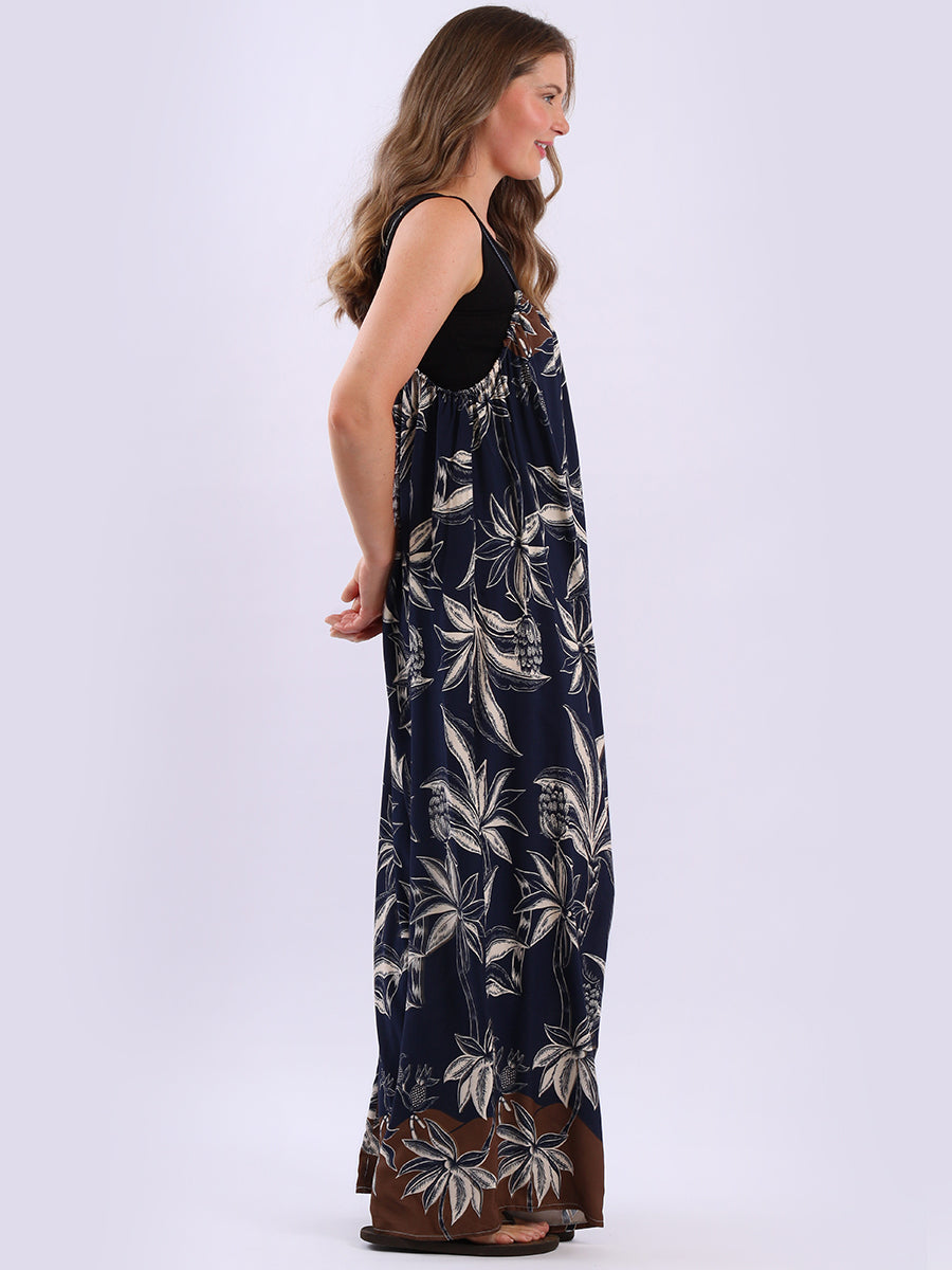 Plus Size Floral Strappy Cotton Jumpsuit
