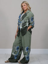 Made In Italy Floral Front Button Linen Jacket