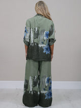 Made In Italy Floral Front Button Linen Jacket