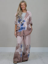 Floral Linen Jacket Pink