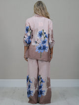 Made In Italy Floral Front Button Linen Jacket
