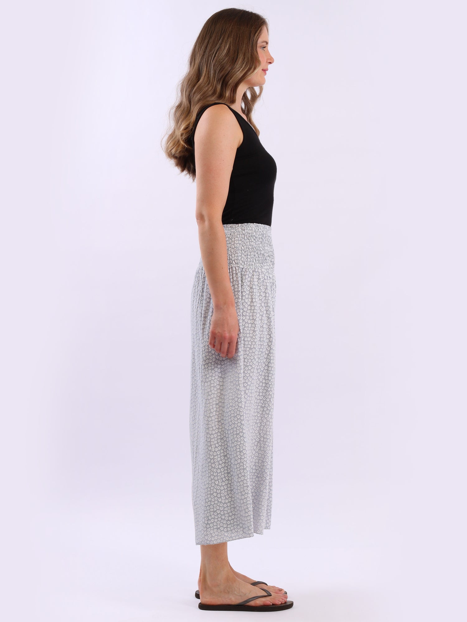 Floral Print High Smock Waist Ladies Wide Leg Palazzo