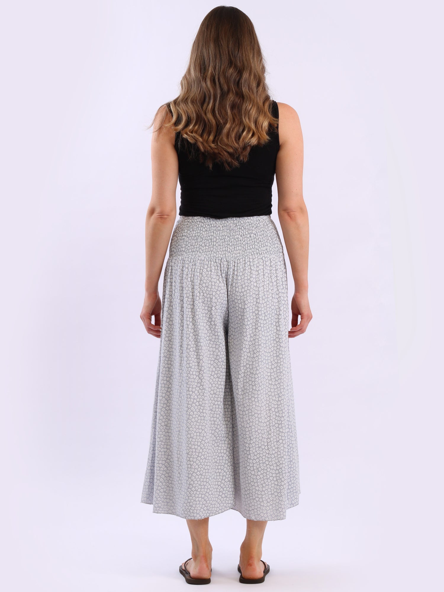 Floral Print High Smock Waist Ladies Wide Leg Palazzo