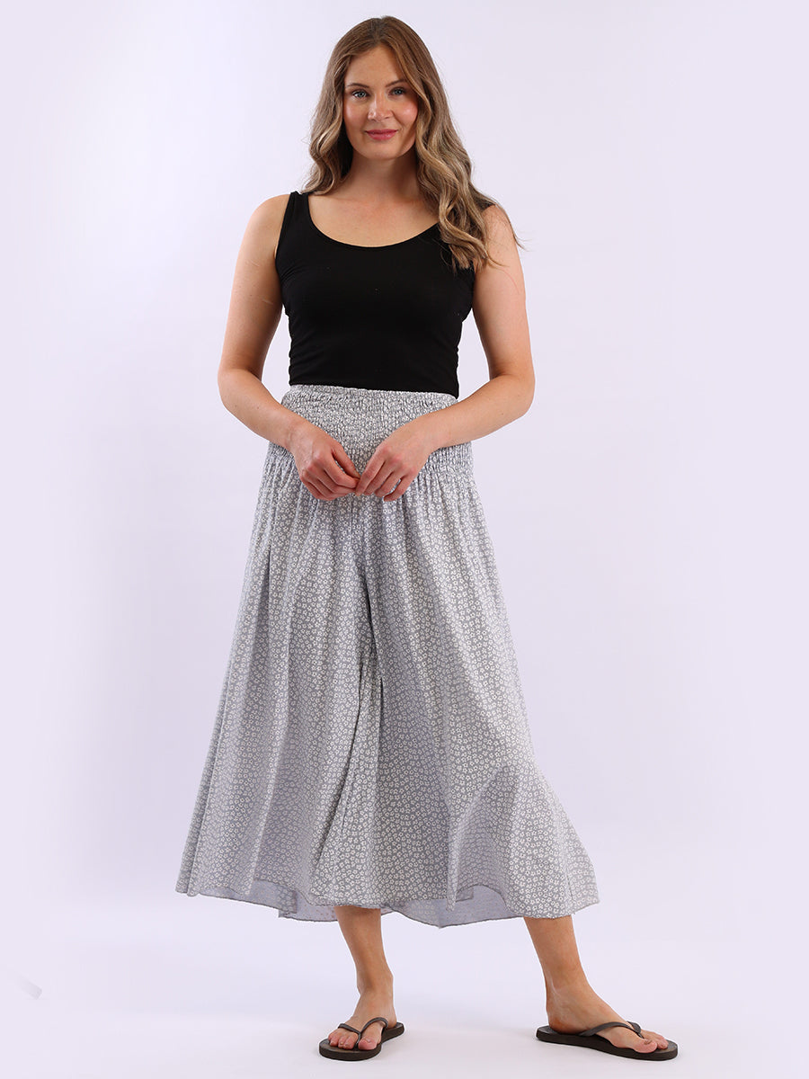 Floral Print High Smock Waist Ladies Wide Leg Palazzo